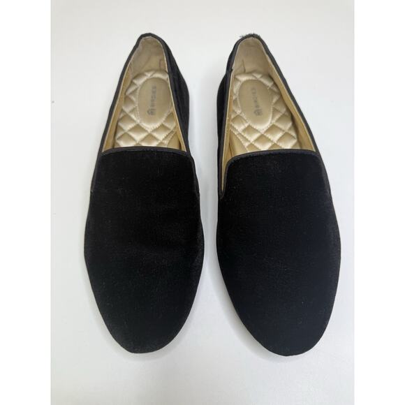 Birdies The Starling Ballet Flat Womens 9.5 Black Cotton Velvet Slip On Slipper - Picture 2 of 9